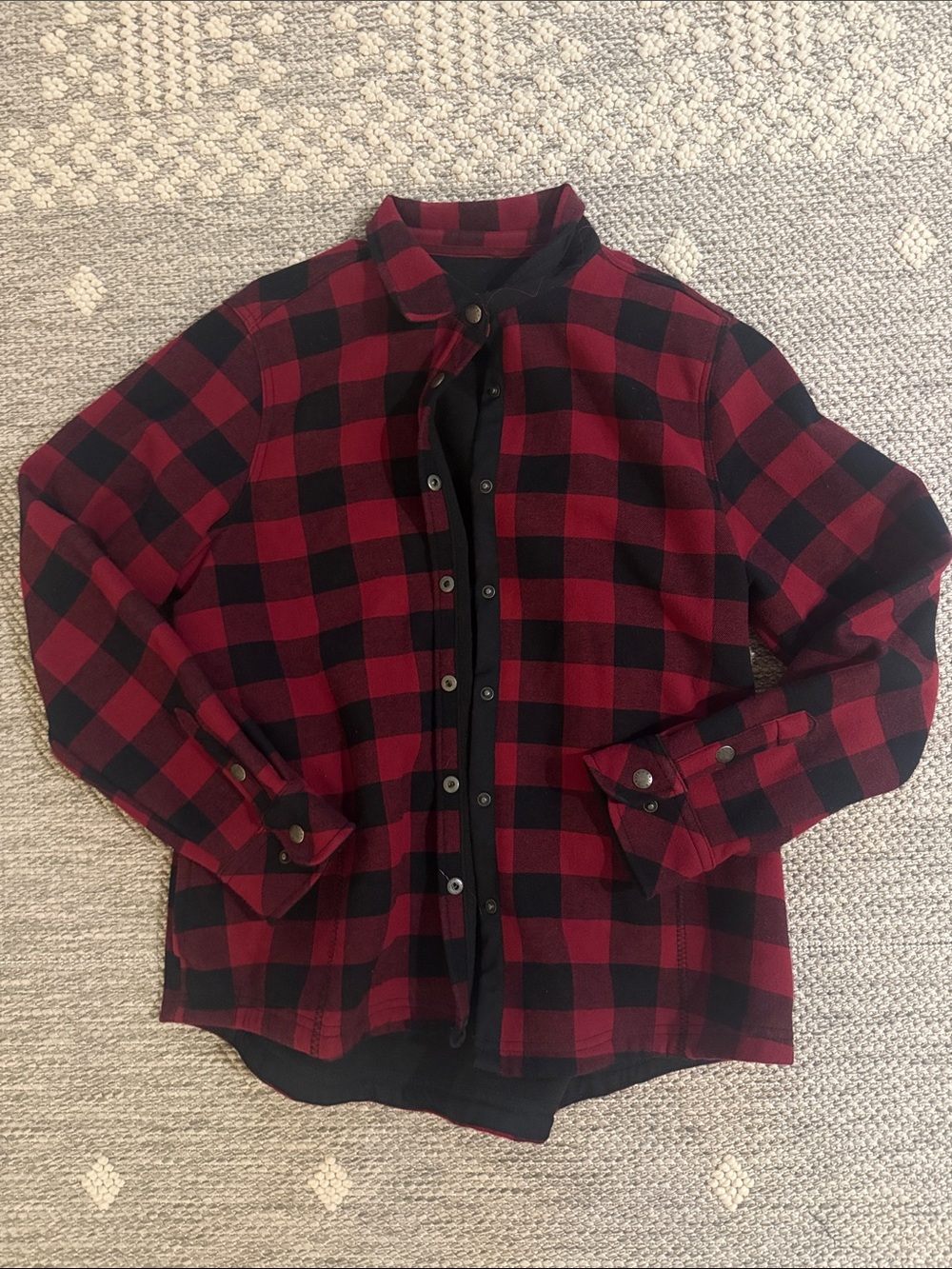 Orvis Red and Black Plaid Button-Down Shirt Jacket